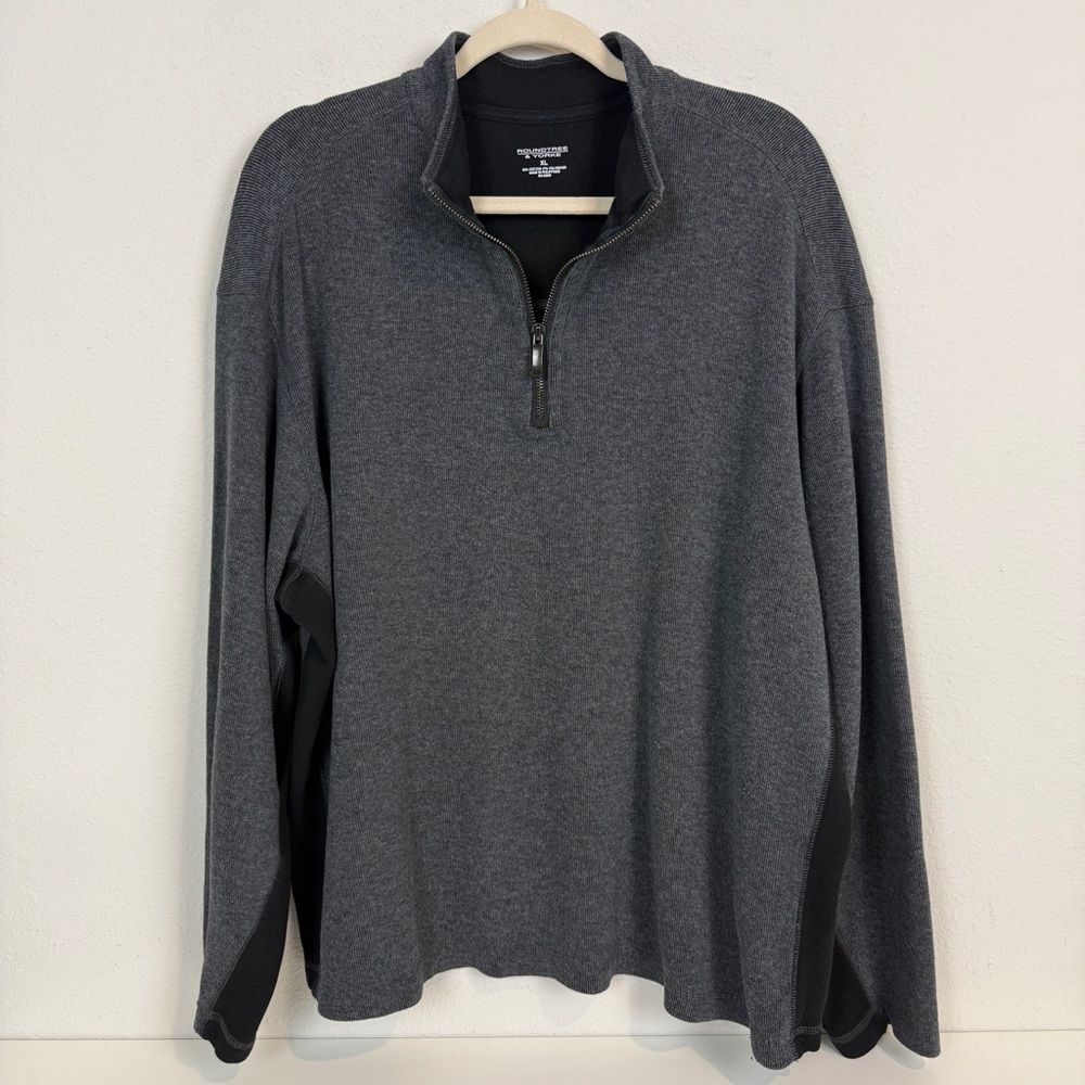 Roundtree & Yorke Grey Black Quarter Zip Pullover XL